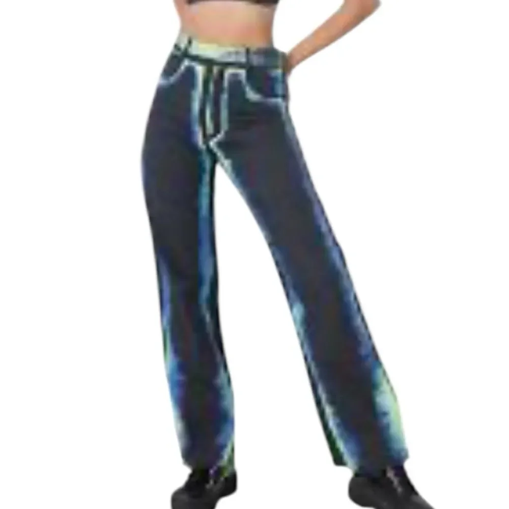 Fah Chak Fever jeans in black with a heat map-style digital print. 8